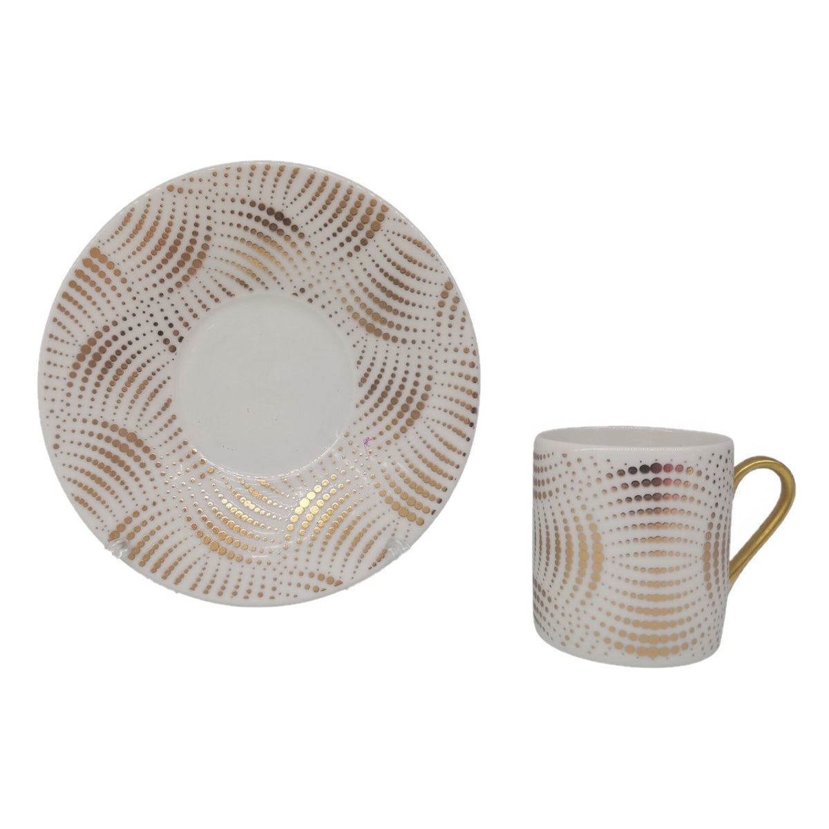 Coffee cup and Saucer 12pc Set 90cc white/Arc Gold Lines