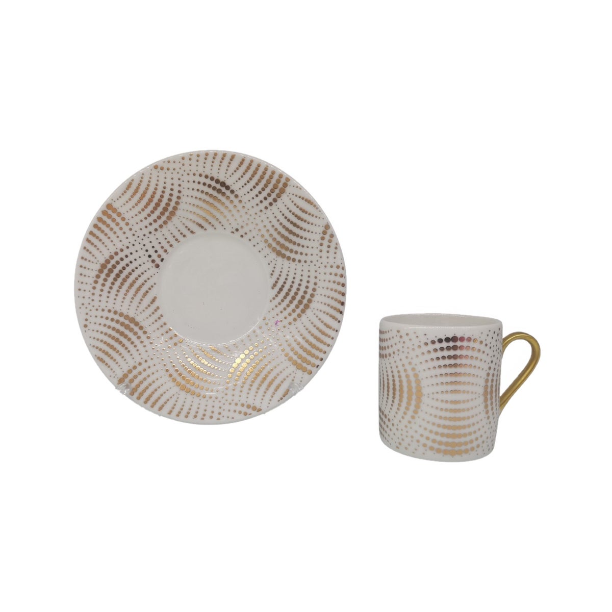 Coffee cup and Saucer 12pc Set 90cc white/Arc Gold Lines