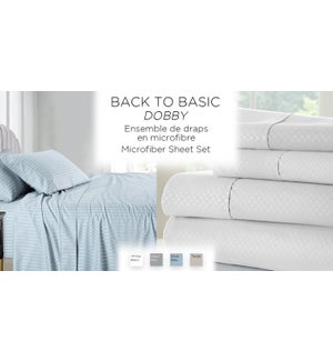 BACK TO BASICS DOBBY-CHECK GRY -Queen-Sheet Set 2B