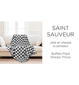 St.Sauveur buffalo plaid sherpa-Red/Black-50X60-THROW 6B