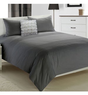 Anthony 3pc Duvet Cover Set T180 Grey Queen 6/B
