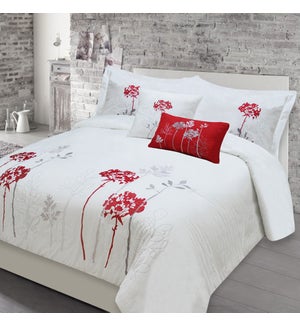 Alegra 5pc Embroidered Comforter Set Red Full 4/B