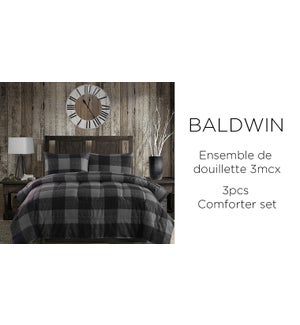 Baldwin buffalo grey/blk plaid 3 pc comforter set QUEEN 4/B