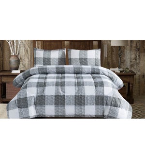 Baldwin buffalo grey/White plaid 3 pc comforter set QUEEN 4b