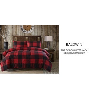 Baldwin buffalo red plaid 3 pc comforter set KING 4/B