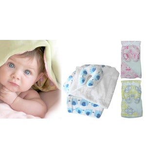 micromink/sherpa baby blanket w/pillow 24B