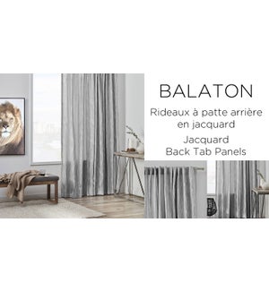 BALATON JACQUARD BACKTAB-Grey-52x84-GROMMET PANEL 12B