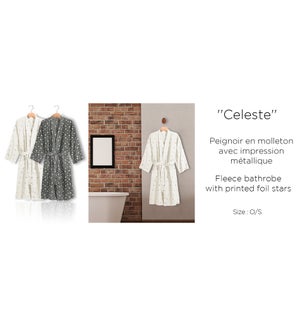 CELESTE fleece/foil stars  bathrobe 100CM white/gold 6/B