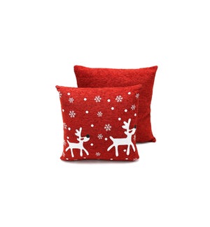 Snowflake reindeer jacquard cushion red 18x18 6/b