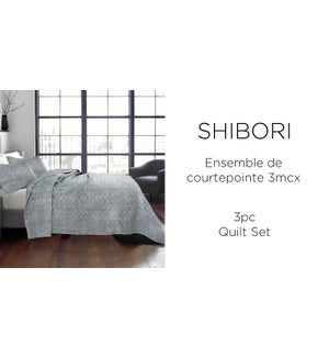 SHIBORI  3 pc-GRAPHITE-102X90-QUILT SET 2/B