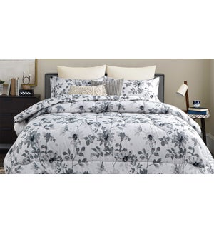 MARLOWE 3 pc-grey floral-King 104X92-Comforter Set 2/B