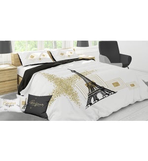 CHLOE 6 pc Paris-white/blk/gold-Q 90x90-Comforter Set 4/B