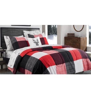 CHANTECLER 8 pc-red/black/white-Q 90x90-Comforter Set  4/B