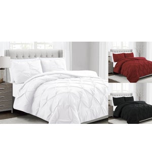 Ruched 3 pc-RED-F 80x88-DUVET COVER SET 2/B