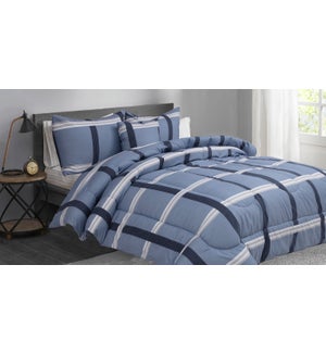 THOMPSON 4 pc-blue plaid-F/Q 90x90-Comforter Set 2/B