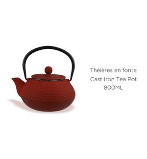 RED CAST IRON TEA POT 800ML