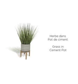 Grass in Cement Arrow Pot w/ Wood Stand - 15x52.5-4B