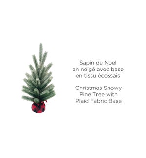 Christmas Snowy Pine Tree w/ Plaid fabric base - 26x48CM  8B