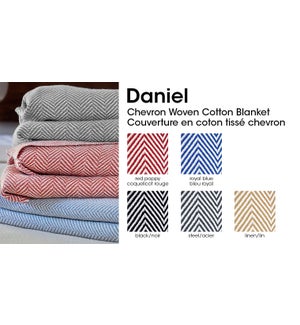 Daniel Chevron Woven Cotton Blanket Red Poppy Twin 2/B