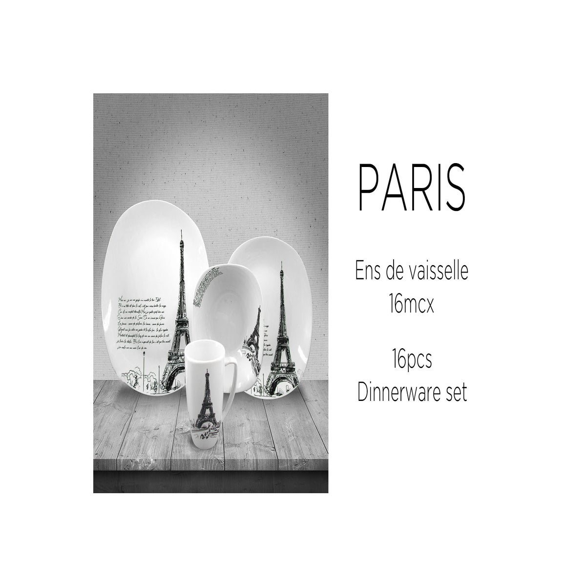 Set 16 pièces de vaisselle Paris Le Seine