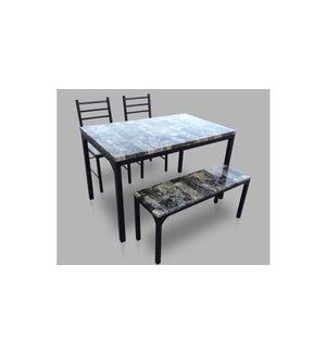 4PC Marble pvc dinner set w bench+2chairs dkGry:01 1 per ctn