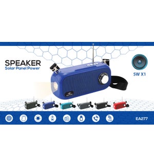 BT speaker, solar charged, antenna FM, 5W, Aux, USB, SD  6/b