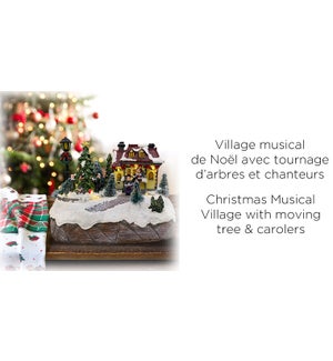 Xmas Musical Village Tree Turning & Carolers 19x13.5x15.5 6B