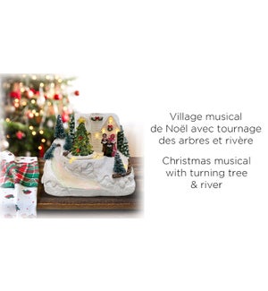 Xmas Musical Village - Tree Turning & River - 17.5x14x19- 6B