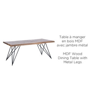 WOOD MDF DINING TABLE WITH METAL LEGS  180X90X75CM