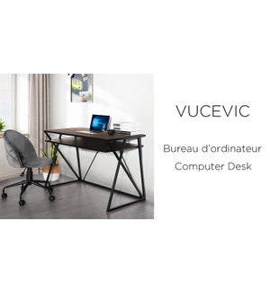 VUCEVIC COMPUTER/OFFICE DESK - METAL FRAME DARK WOOD MDFTOP