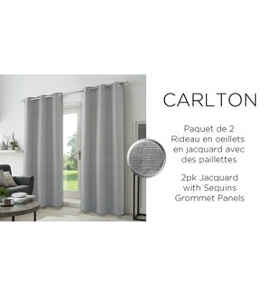 2PK Carltonjacq w/sequins grommet panel  38x84 silver 6/b