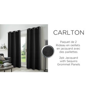 2PK Carltonjacq w/sequins grommet panel  38x84 black 6/b