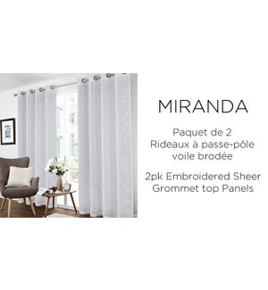 2PK Miranda floral embrd sheer grommet top panels 52x84 6/B