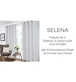 2PK Selena floral embrd sheer grommet top panels 52x84 6/B