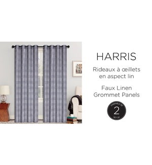 HARRIS 2pk faux linen grommet top panels 46x84 6B