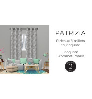 2 PK PATRIZIA  jacquard grommet top panels 38x84 grey 6b