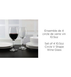 Circle U shape ST/4 Wine Glass 10.5 Oz 4/B