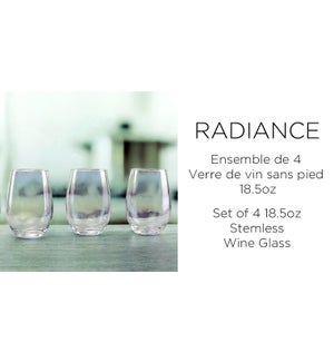 Radiance White Pearl ST/4 Stemless glass 18.5oz 6/B