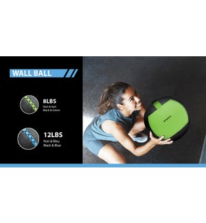 PU WALL BALL GREEN&BLACK 8LBS 4/BOX