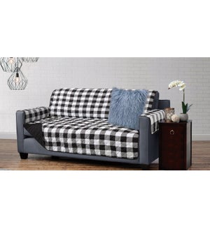 HUDSON REVERSIBLE QUILTED SOFA PROTECTOR   BLACK 4/B