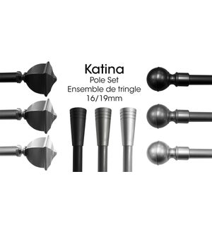 KATINA PLASTIC POLE SET BLACK 16/19 66X120