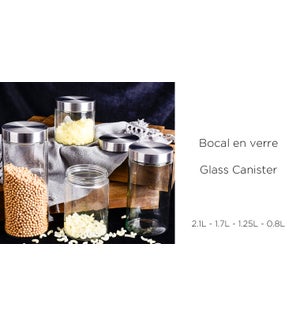 GLASS CANISTER 2.1L  11X27.5CM 12/B