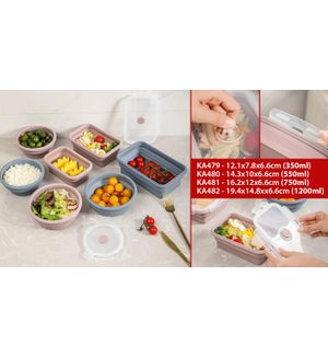 RECTANGLE FOLDABLE SILICONE FOOD CONTAINER +LID 12.1*7.8*6.6