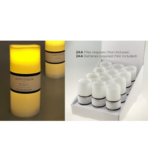 LED White Candle w/Timer (4H/8H) 7.5x17.5 -- 24B