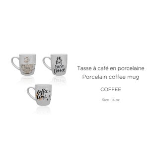 'Coffee'' 14OZ Porcelain Coffee Mug 24/B