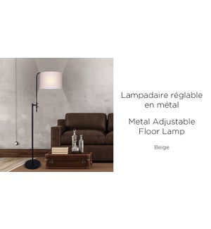 Metal Adjustable Floor Lamp beige shade - 51x38x165 - 1B