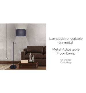 Metal Adjustable Floor Lamp Dk. Grey Shade - 51x38x165 - 1B
