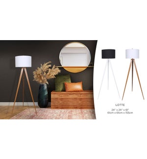 Lotte  Tripod Floor Lamp Wood Look & White - 24x24x61- 4B