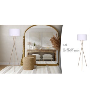 Elise Tripod Floor Lamp White & Gold 24x24x62-1B
