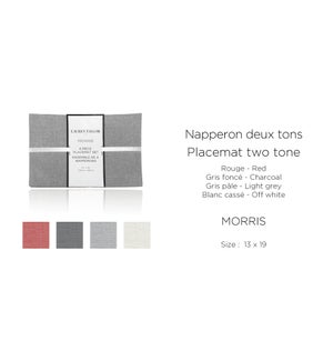 4pk Morris Two Tone Melange-RED-13 x 19-PLACEMAT 12B